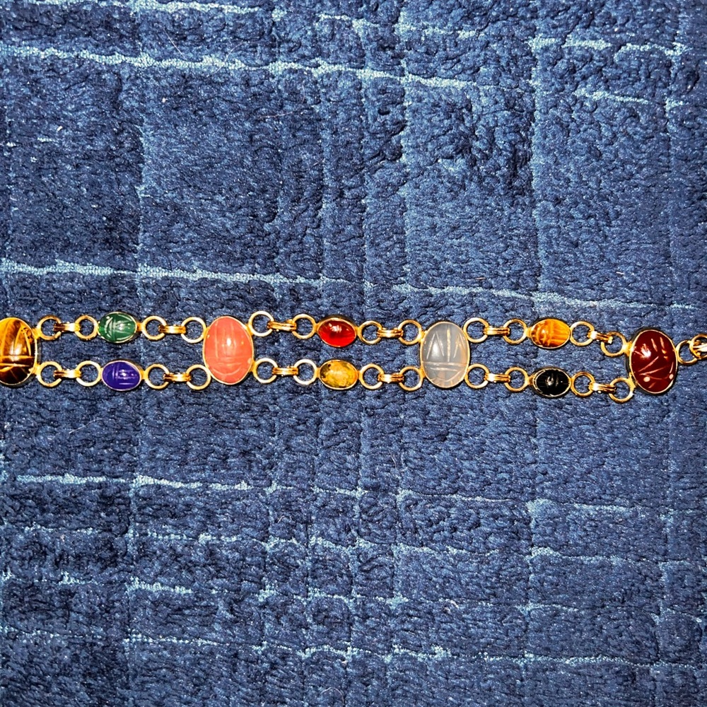 CARLA - Double link scarab bracelet - Picture 2 of 10